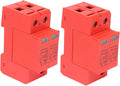 2Pcs Voltage Arrester Device Rail Installation 2P Protective Device DC Photovoltaic Protector Low-Voltage Arrester (DC 500V)