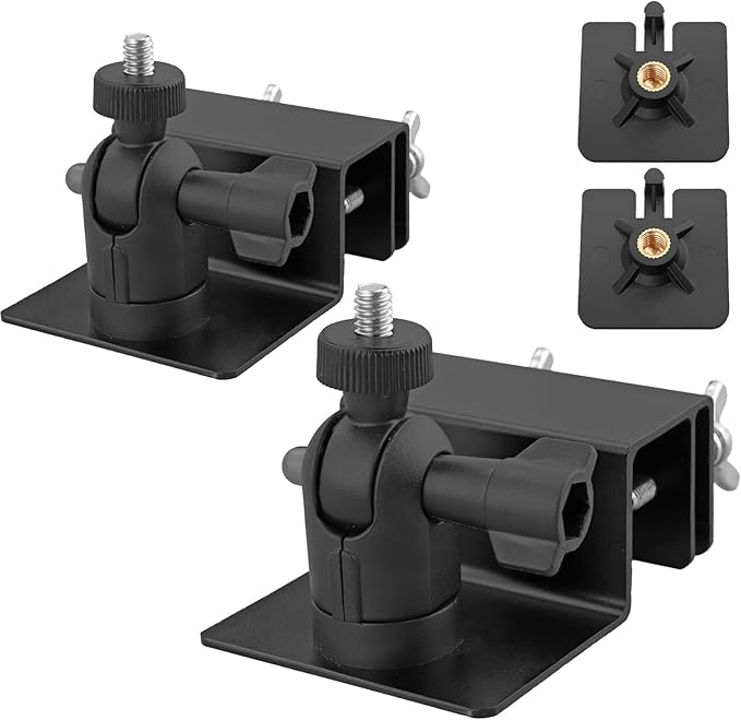 Anbte 2PCS Adjustable Gutter Mount for Ring Solar Panels & Security Cameras, Aluminum Solar Bracket with Standard 1/4 inch-20 Threaded Bracket, Weatherproof, Outdoor Wall Mounting Accessories, Black
