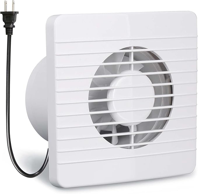 4 Inch Wall-Mounted Exhaust Fan, Small Bathroom Fan, IPX4 55CFM Window Extractor Fan w/with Anti-backflow Check for Toilet, Office, Kitchen