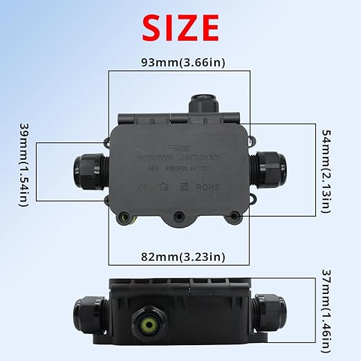 MAKERELE Waterproof Junction Box with Terminals and Screw IP68,3 Way Clamshell-Type Underground Electrical Junction Box Bury Waterproof Electrical Splice Box Maximum Inner Diameter 12mm