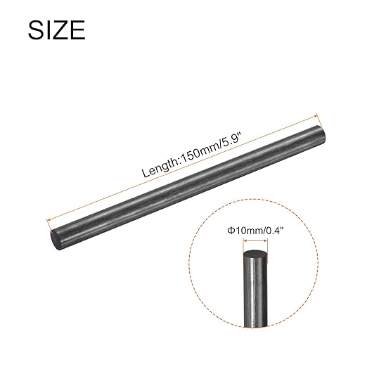 MECCANIXITY Carbon Fiber Rod, 10mm x 150mm Carbon Rod Bar for RC Airplane DIY Craft Kite Wing Tube Quadcopter Arm Repair Pack of 3