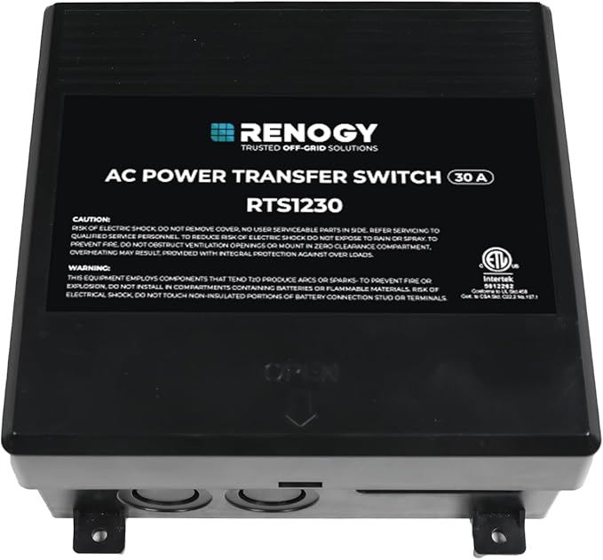 Renogy 30A Automatic Transfer Switch for 12V 1000W / 2000W / 3000W Pure Sine Wave Inverter
