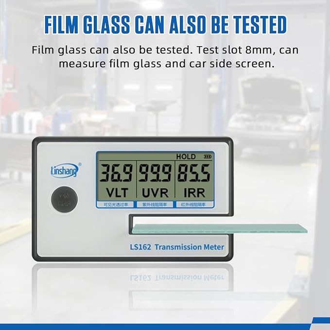 MR CARTOOL Portable Solar Tester Meter, Tint Solar Film Car Transmission Meter Filmed Glass Tester UV IR Rejection Meter Spectrum Tester IR 950nm UV 365nm VR 550nm