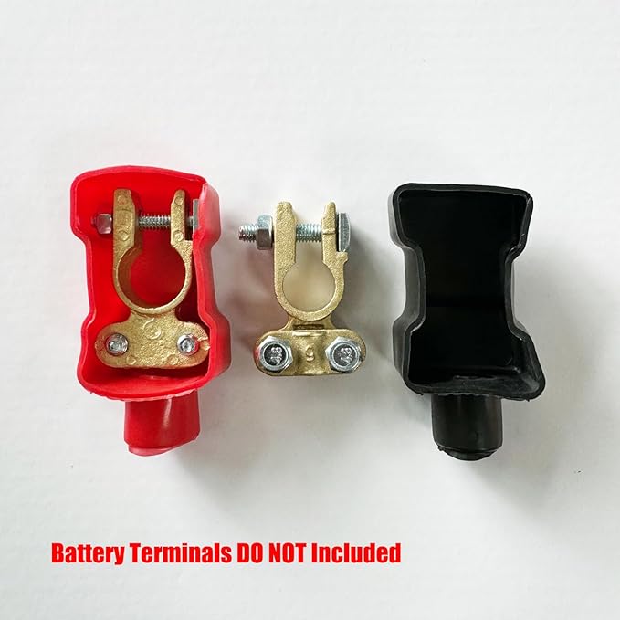 Ampper Top Post Flexible Battery Terminal Cover, Battery Terminal Clamp Insulator Protector W/Washers for Car, Vehicle, RV and Boat (Medium, 2 Sets)