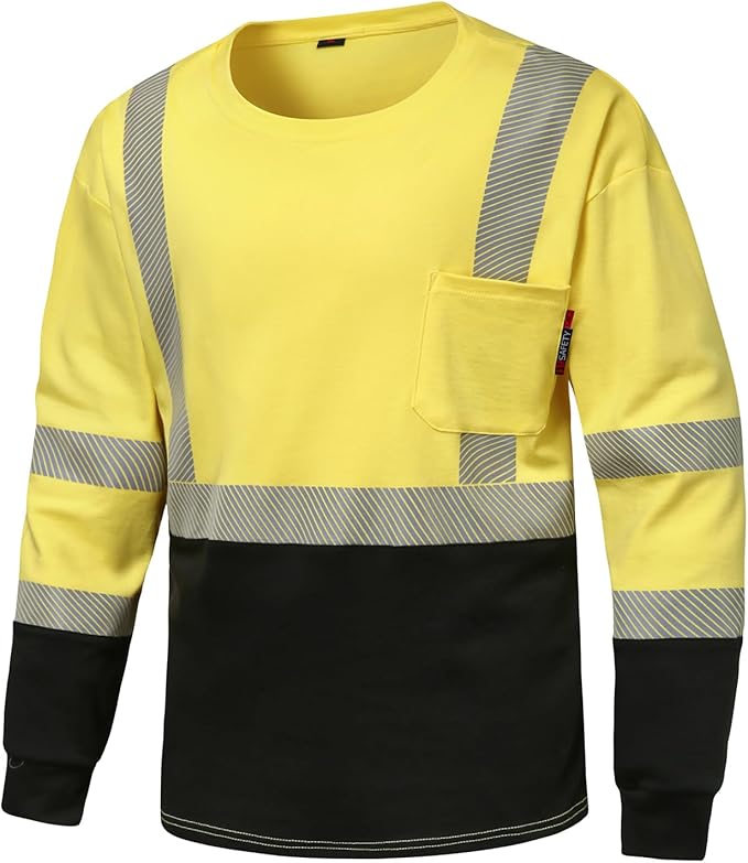 FR Shirt 6 oz Hi Vis Fire Resistant Flame Resistant Shirts for Men,Welding Shirt Cotton CAT2 Long-Sleeved Shirts