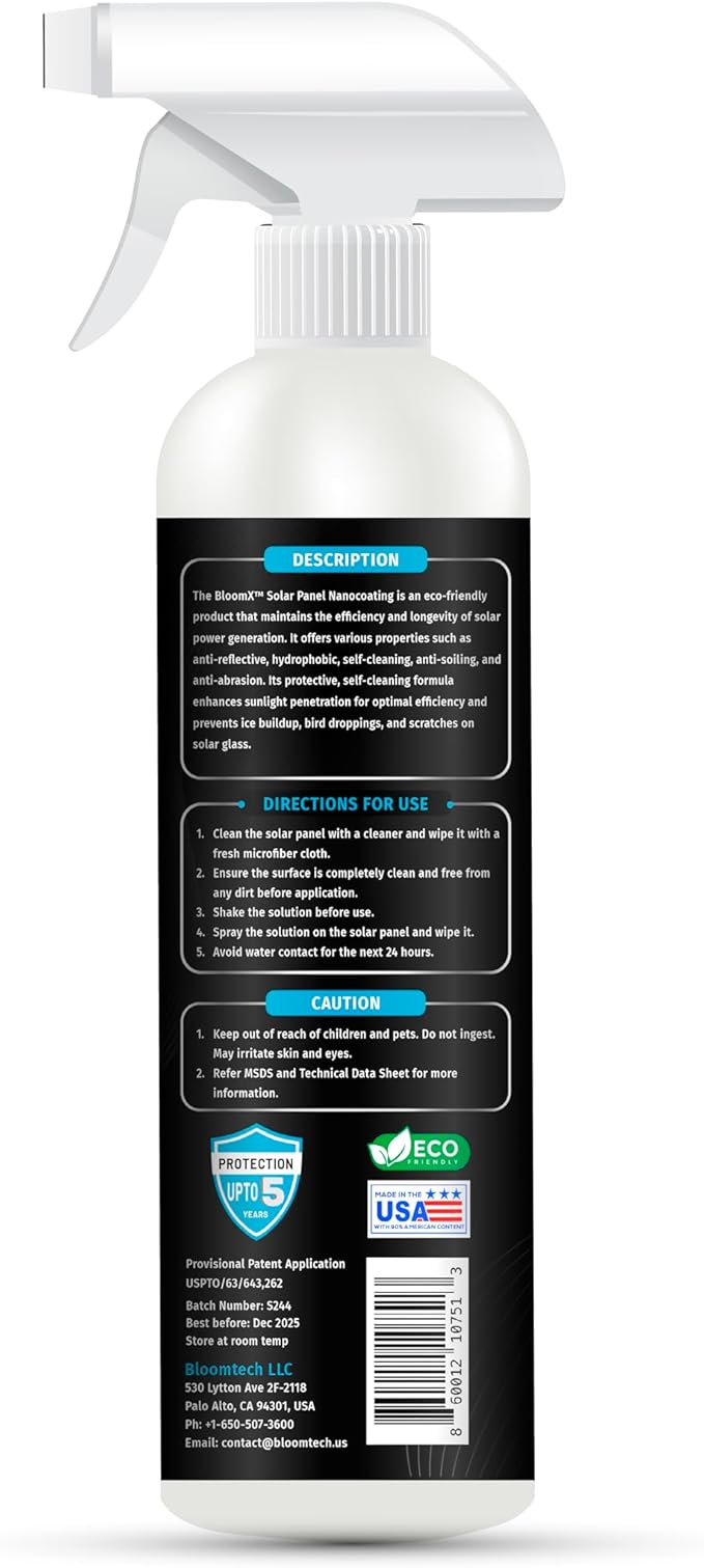 Solar Panel Coating | Anti Dust | Self-Cleaning | Anti-Soiling | Anti-Snow | Hydrophobic | Graphene Infused | Protection up to 5YRS | 10H Hardness | Eco-Friendly | Ceramic Coating