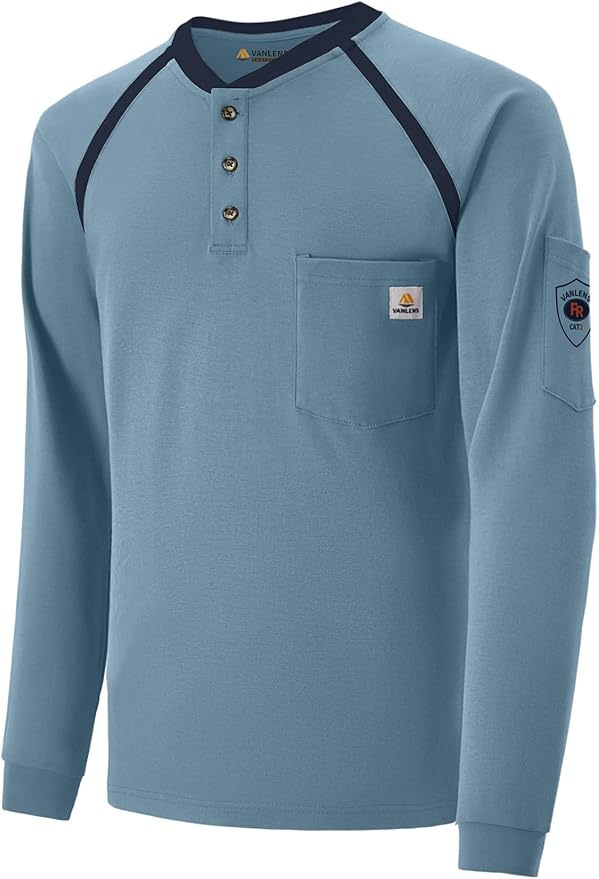 FR Shirts for Men Flame Resistant Shirts 6.5oz Light Weight Long Sleeve Fire Retardant Shirts CAT2/HRC2