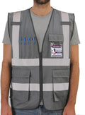 Dib Safety Reflective Vest ANSI Class 2, High Visibility Vest with Pockets and Zipper, Construction Work, Hi Vis