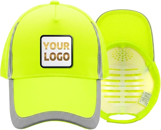 YOWESHOP Reflective Safety Baseball Cap Customize Logo with Removable PE Shell Hi-Vis Safety Work Hat