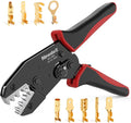 Newdeli Wire Crimping Tool for Non Insulated Open Barrel Terminals Receptacles - AWG 20-10 Ratchet Wire Crimper Open barrel Crimping Tool Electrical Connectors Ratcheting Crimping Plier Crimp Tool
