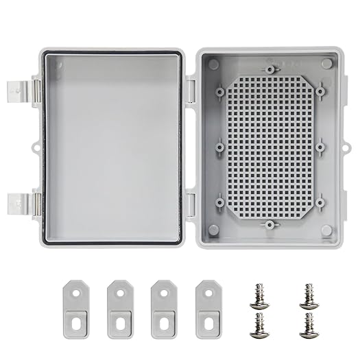 Electrical Box,Waterproof Electrical Junction Box IP66 ABS Electrical Junction Box, Dustproof Weatherproof Case with Mounting Plate for Outdoor Indoor Wiring Projects Gray Cover 7"x5.1"x3.5"
