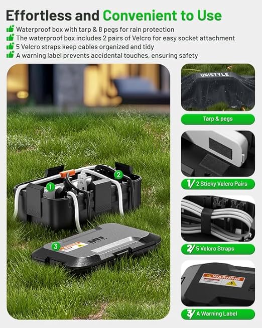 [2026 Upgrade] Outdoor Waterproof Electrical Box, (12.3 x 7.5 x 5.1 inch) with IP55 Waterproof Canvas, Weatherproof Extension Cord Cover, Protect Power Strip, Plug, Socket, Christmas Holiday Lights