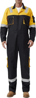 Men's Work Coverall High Visibility Overalls Mechanics Coveralls Workwear Jumpsuit with Multi Pockets