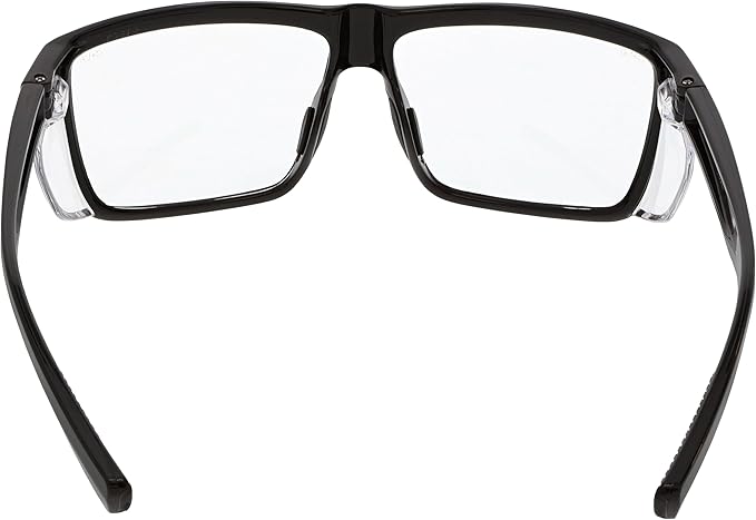 MCR Safety SR210 Swagger SR2 Series Safety Glasses with Thermo Plastic Rubber Nose Pads and Detachable Side Shields, Black Frame, Clear Lens