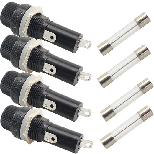 6 x 30mm Fuse Holder BLLNDX 4PCS 6mmx30mm AC 250V 10A / AC 125V 15A Electrical Panel Mount Screw Cap Type Fuse Holders