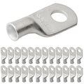 SELTERM 25pcs 8 AWG 1/4" Stud Marine Grade Tinned Copper Battery Cable Lugs, 8 Gauge Ring Terminals, UL Wire Lugs Electrical Battery Cable Ends, Tinned Copper Lugs Battery Terminal Connectors
