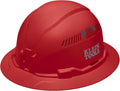 Klein Tools 60921 Hard Hat, Vented, Full Brim Style, Padded, Self-Wicking Odor-Resistant Sweatband, Red