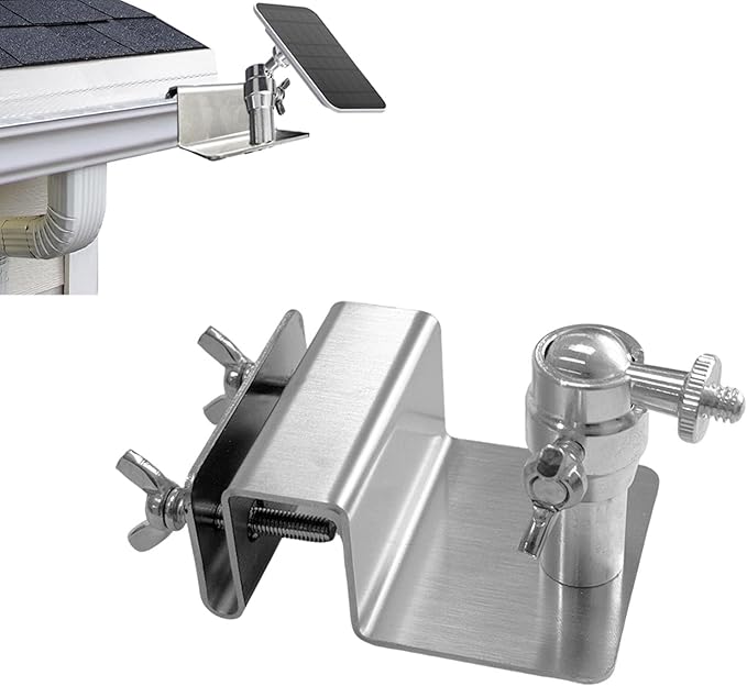 WiTi Gutter Mount for Eufy, Arlo Solar Panel , Adjustable Stainless Steel Mount Bracket to get Sun , No Drill Installation Compatible with Eufy S220 Camera