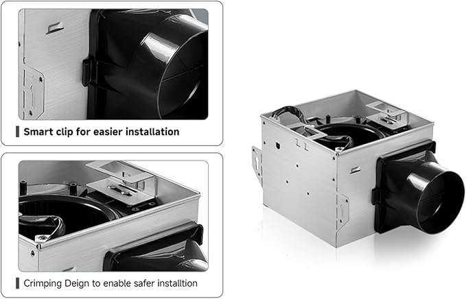 Tech Drive Bathroom Exhaust Fan 90 CFM, 1.2 Sone, 4-Inch Duct,No Attic Access Needed,Very Quiet Ventilation Fan, Easy to Install Ceiling Mounted, White, ETL Certified