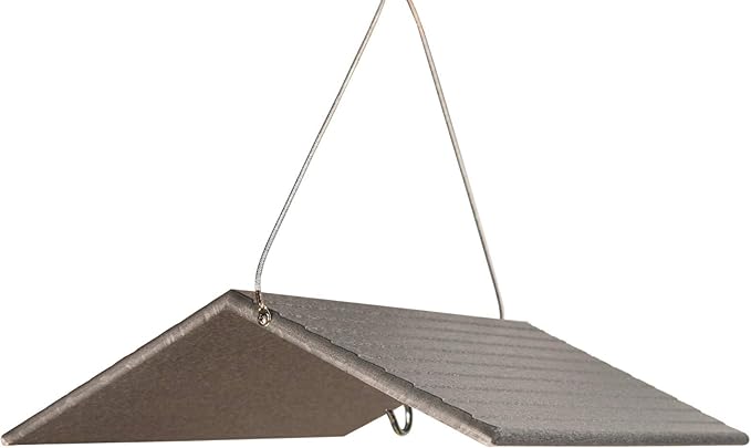 JCs Wildlife Poly Weather Cover - Rain Guard - Hang Bird Feeder or House Underneath for Protection from Rain or Snow - Easy to Clean and Use (Large, Gray)