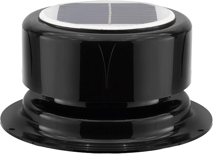 RecPro RV Solar Ventilation Fan | Solar Powered Ceiling Vent with Fan | For RV, Marine, Camper, Shed, Trailer (Black)