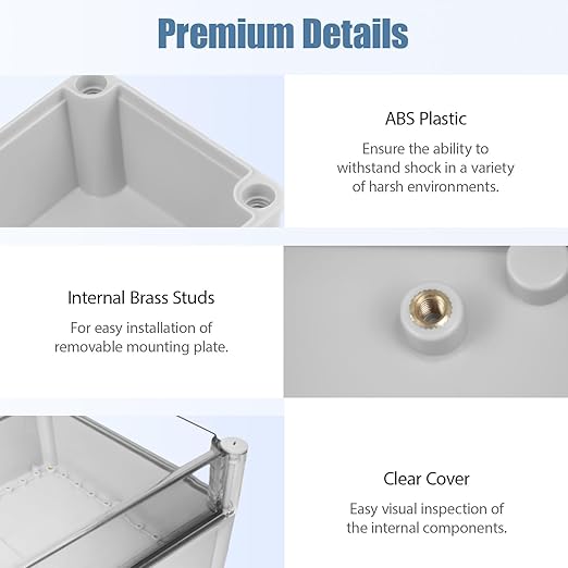LeMotech Junction Box IP67 Waterproof Dustproof Electrical Box Project Box DIY Enclosure Gray with Transparent Clear Cover, External Size 15x11x7.1in (380x280x180mm)
