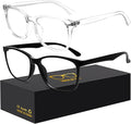 Blue-Light Blocking Glasses Computer Reading/Gaming/TV/Phones Glasses Fashion Anti Eyestrain Glasses for Women Men(H3-Black+Transparent)
