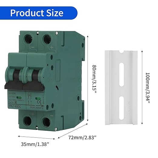 DC 32 Amp Miniature Circuit Breaker, 500V 2 Pole DIN Rail Mount Solar Disconnect Switch, DIN Rail Mount DC Disconnect Switch(C32A)