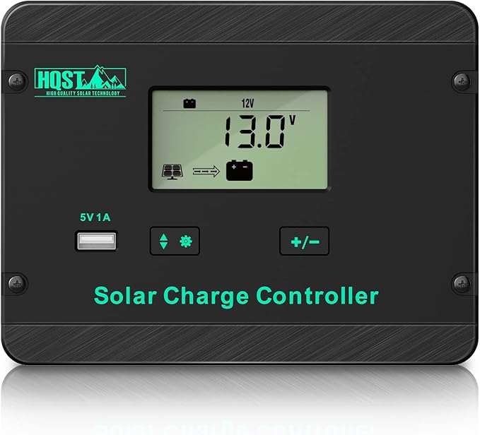 HQST 30A 12V/24V PWM Flush Mount Solar Charge Controller Solar Regulator Negative Ground with Back lit Display for Lithium, Sealed, Gel, Flooded Batteries