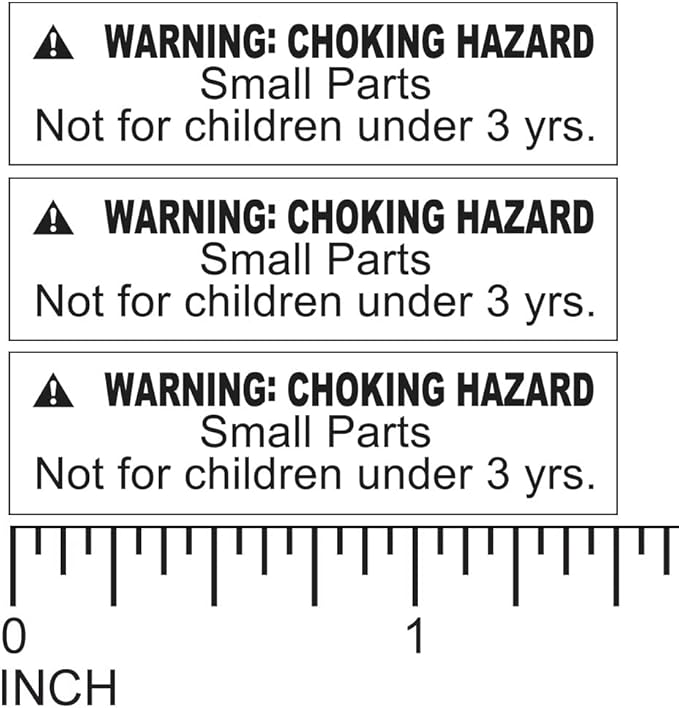 ASTM Compliant 1,000 Warning Labels Small Parts Choking Hazard Stickers Not for Children Under 3 Years 1 Roll of 1.5" x 0.4" Adhesive Labels (White Background/Black Text)