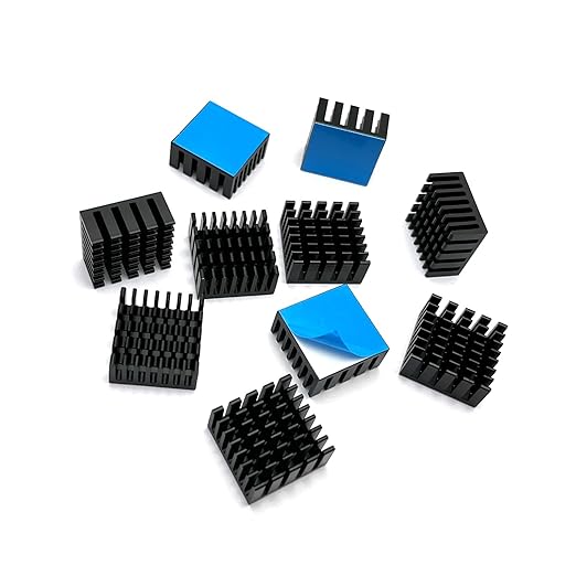 10pcs 20mm Mini Heatsink Kit, Includes 3M 8810 Thermal Conductive Adhesive Tape, Cooler Heat Sink for Cooling VRM Stepper Driver MOSFET VRam VRM Stepper Driver MOSFET VRam Regulators (20x20x10mm)