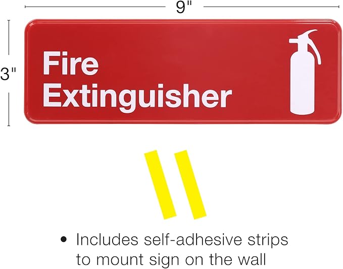 Fire Extinguisher 9x3" Plastic Business Sign 3 Pack (Red)