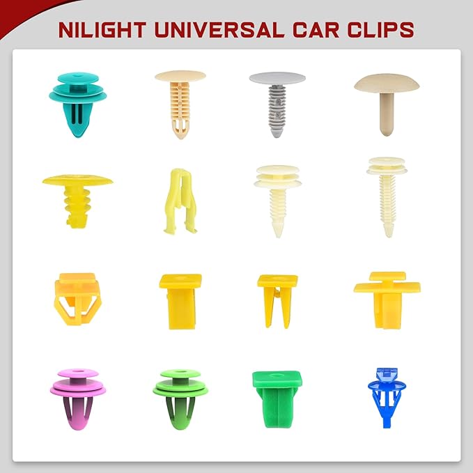 Nilight 501PCS Universal Car Clips Mixed Auto Bumper Fender Trim Door Shield Engine Retainer Rivet Push for GM Ford Chrysler Toyota Lexus Honda Acura Dodge Jeep Fastener Remover,2 Years Warranty