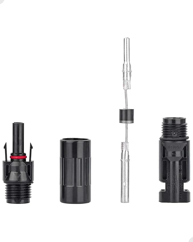 Jtron 10 PCS PV Solar Panel Connector Male/Female 1000V 20A Built-in Diode Inline Fuse Solar Wire Connectors Waterproof Anti-backflow (20A)