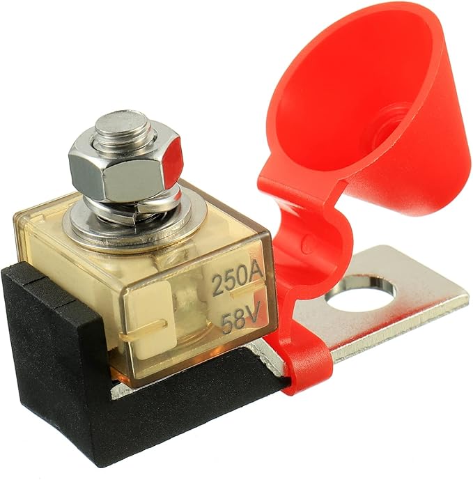 250 AMP MRBF Terminal Block Fuse Holder Single Stud 5/16" (M8) Compact Rated Battery Fuse 250A