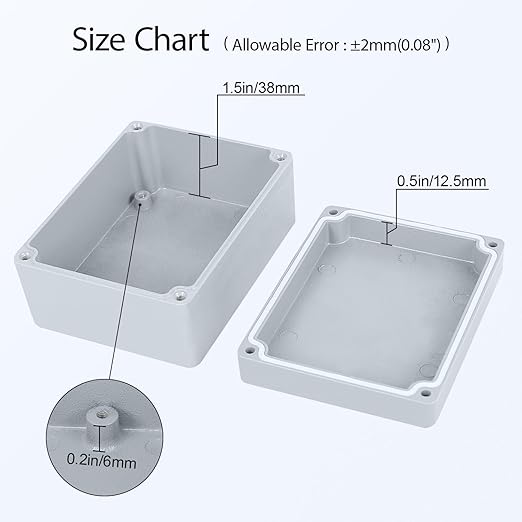 LeMotech Junction Box, Aluminum Alloy Metal Electrical Box, IP67 Waterproof Dustproof Project Box, Outdoor Universal Enclosure, Grey 4.5x3.5x2.2in (115x90x58mm)