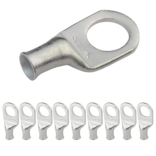 6 AWG (6 Gauge) 1/2" Stud, Tinned Copper Battery Cable Ends, Wire Lugs, Marine Grade, MD0612PX