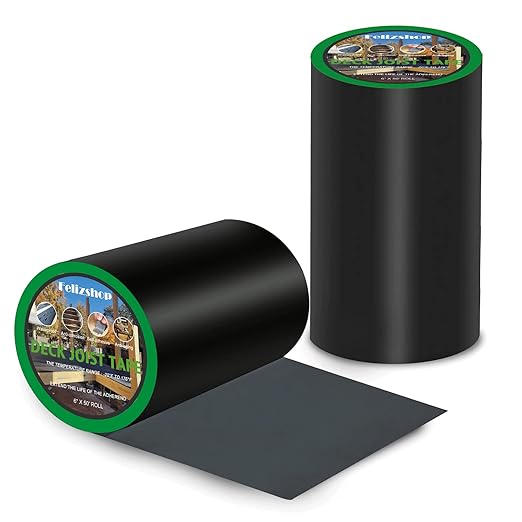 Joist Tape 2 Rolls, 0.75cm x 6'' x 50', Waterproof Butyl Adhesive for Decking, Wood Beams, Building Joists, Indoor or Outdoor Use