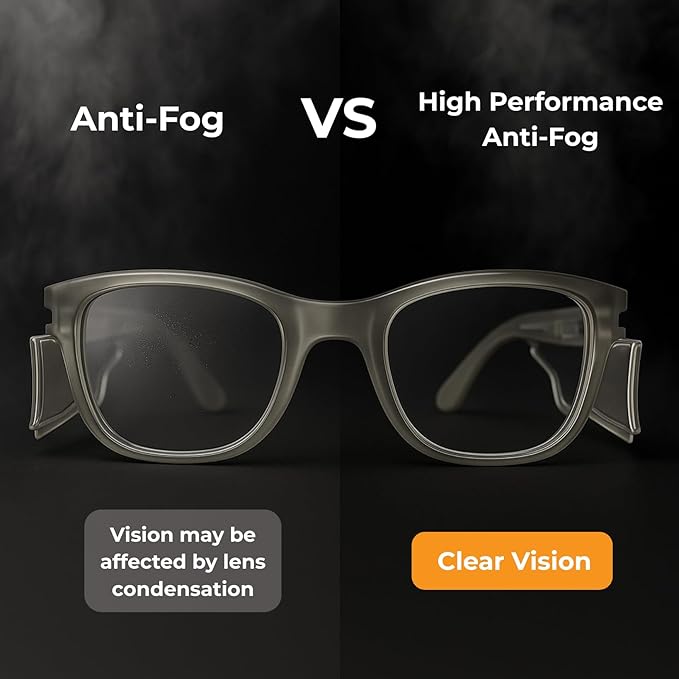 KOZIFACE E52 Anti-Fog Safety Glasses, ANSI Z87.1 Eye Protection with Side Shields, Clear Lens, Lightweight for Work, Lab DIY
