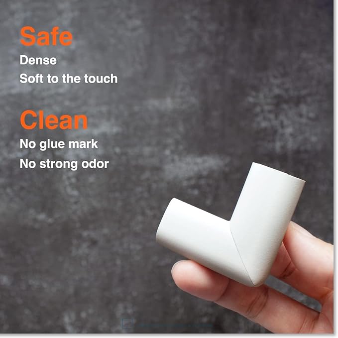 Roving Cove Slimfit Corner Edge Protector for Baby Proofing (Small 15ft Edge 4 Corners), Furniture Safety Bumper Guard, Soft NBR Rubber Foam, 3M Adhesive, Oyster White (Off White)
