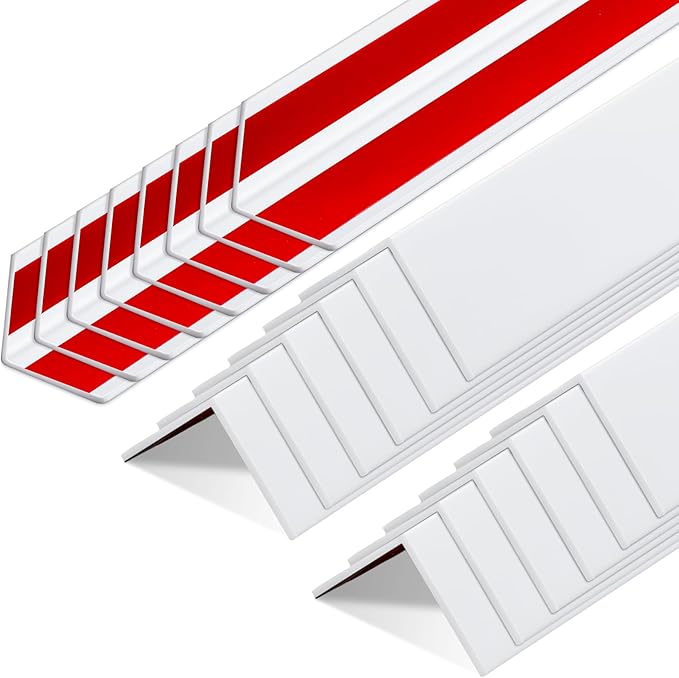 Sasylvia 20 Pcs 1-1/8 x 48 Inches Wall Corner Protector Guards with Self Adhesive, White Plastic Vinyl Corner Shield Trim Molding for Furniture Door Tables Cabinet Edge, Avoid Scratching, Easy Install