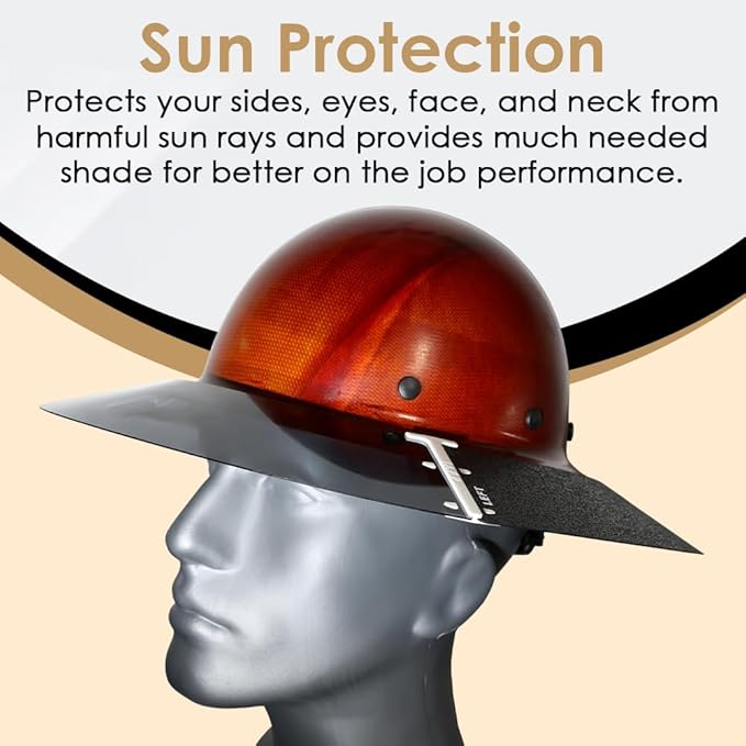 AFP Full-Brim Tinted Smoke Polyurethane Plastic Sun Shield Hard Hat Visor | Standard Brim Extender | Sun & Heat Protection Reusable Accessory | Compatible with AFP Brand Hard Hats ONLY
