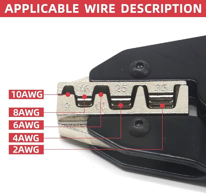Crimping Tool for Sleeves Ferrule Terminals & Pin Cord End- Ratcheting Wire Crimpers - AWG 10-2 (6-35mm²) - Ratchet Terminal Crimper - Electrical Crimping Tool HS-35WF
