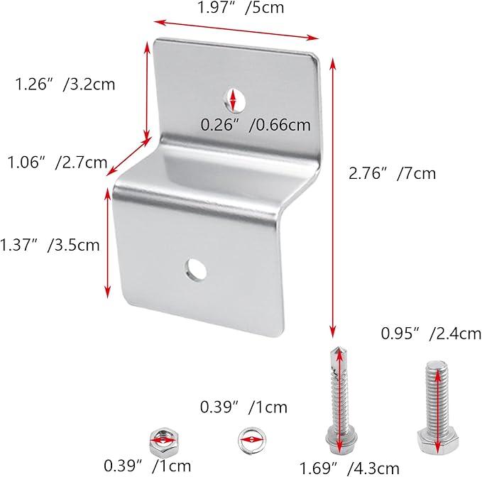 KUMGROT 2.76 Inch Solar Panel Z Brackets, Aluminum Alloy Solar Panel Brackets for for Solar Panels Roof RV Boat Off Grid, 16 Pcs Silver