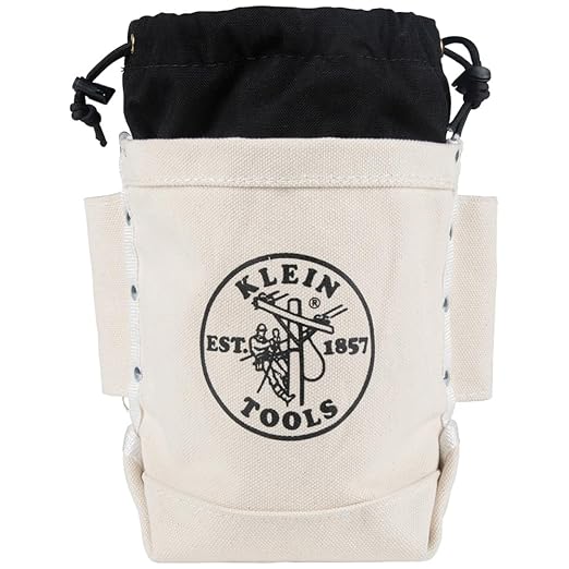 Klein Tools 5416TC Tool Bag, Top Closing Bolt Bag with 3-Inch Drawstring, Load Rated with Tunnel Connect, 5 x 10 x 9-Inch