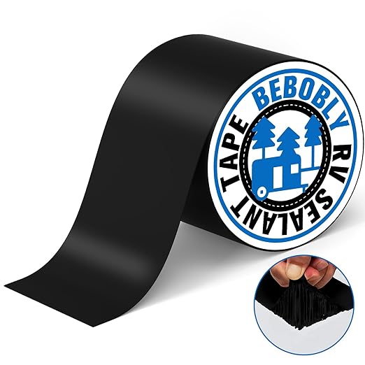 Butyl Sealant Tape Waterproof,RV Roof Tape Black,6 Inch X 50 Foot Leak Repair Sealant Tape，UV & Waterproof for RV Roof,Window,Camper, Boat,Pipe Sealing Black