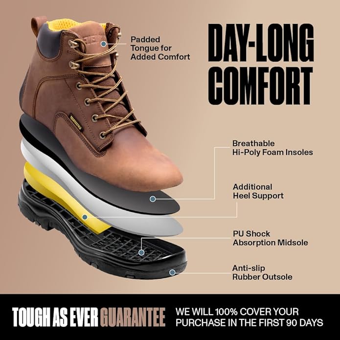 EVERBOOTS ULTRA DRY Men's Waterproof Hiking Work Boots, Lightweight Ultility Leather Shoes, Water Proof Tactical Military Outdoor Ankle Mens Boot for Construction, Roofing, Hunting, Winter Trails