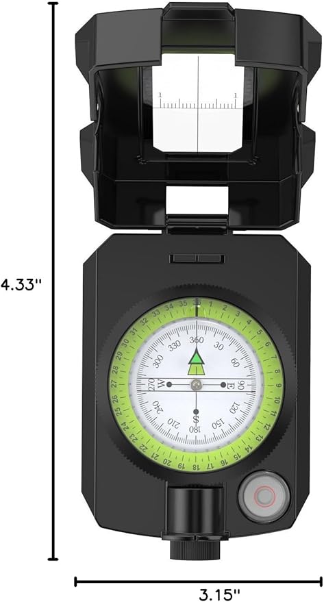 Proster IP54 Hiking Compass with Sighting Clinometer Professional Military Compass Aluminum Alloy Camping Compass Waterproof with Carry Bag