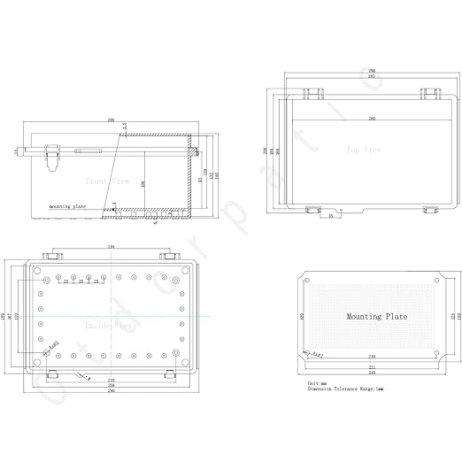 Junction Box, Hinged Clear Cover Stainless Steel Latch IP67 Waterproof ABS Project Box with 2 Cable Glands,Electrical Box Enclosure with Mounting Plate & Wall Bracket 11x7.5x5.5inch