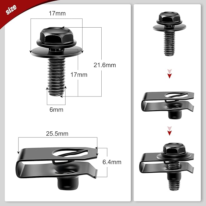 Nilight 35PCS Engine Under Cover Splash Shield Guard Body Bolts Bumper Fender Liner Push Retainer Fastener Rivet Clips Extruded U-Nuts for Infiniti G35 G37 FX35 FX45 EX35 Nissan 370Z 350Z